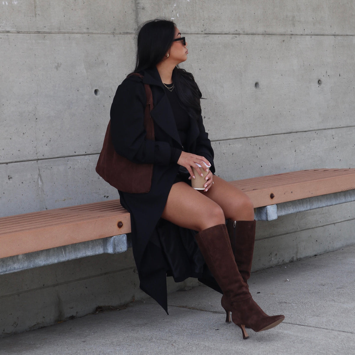 GYRA WIDE CALF BOOTS DK BROWN SUEDE
 – Dolce Vita | Dolce Vita Recommended