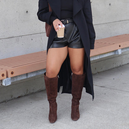 GYRA WIDE CALF BOOTS DK BROWN SUEDE
 – Dolce Vita | Dolce Vita Recommended