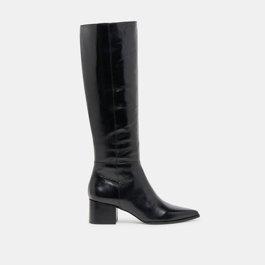 Kirson Black Leather Wide Calf Boots | Dolce Vita Featured