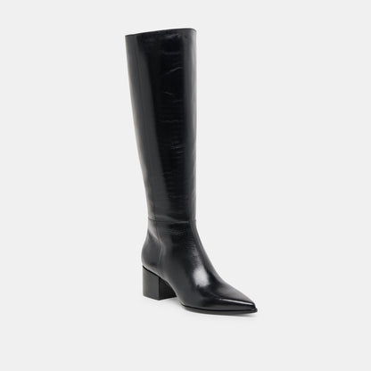 Kirson Black Leather Wide Calf Boots | Dolce Vita Featured