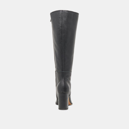 FYNN Wide Calf Boots Onyx Leather | Women's Onyx Knee-High Boots
 – Dolce Vita | Dolce Vita Top Pick