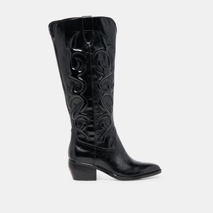 Mirla Black Leather Wide Calf Boots | Dolce Vita Smart Buy