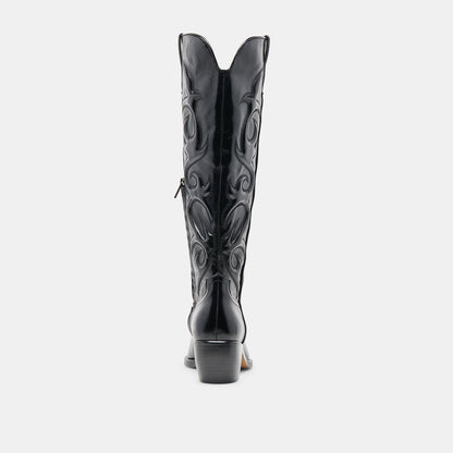 Mirla Black Leather Wide Calf Boots | Dolce Vita Smart Buy