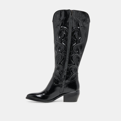 Mirla Black Leather Wide Calf Boots | Dolce Vita Smart Buy
