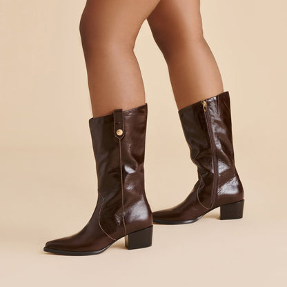 Vern Chocolate Leather Wide Calf Boots | Dolce Vita Special Offer