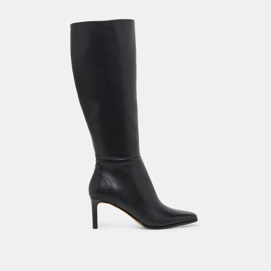 Emmi Black Leather Wide Calf Boots | Dolce Vita Classic