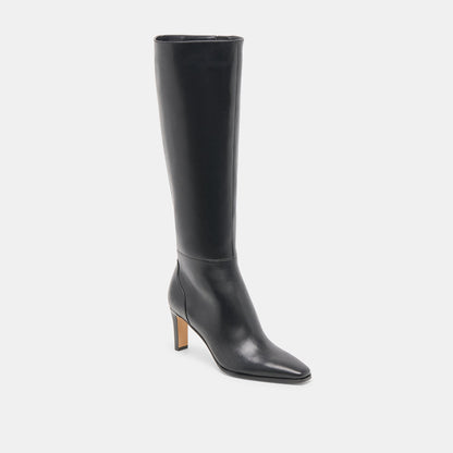 Emmi Black Leather Wide Calf Boots | Dolce Vita Classic