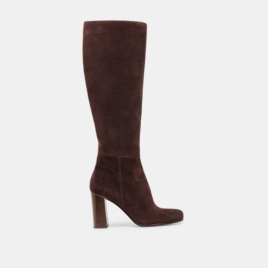 Hudsin Wide Calf Mahogany Suede Boots | Dolce Vita Popular