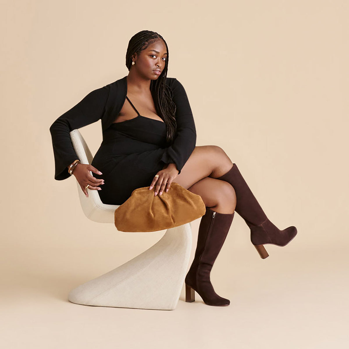 Hudsin Wide Calf Mahogany Suede Boots | Dolce Vita Popular