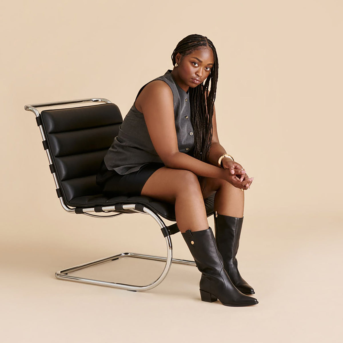 Vern Black Leather Wide Calf Boots | Dolce Vita Signature