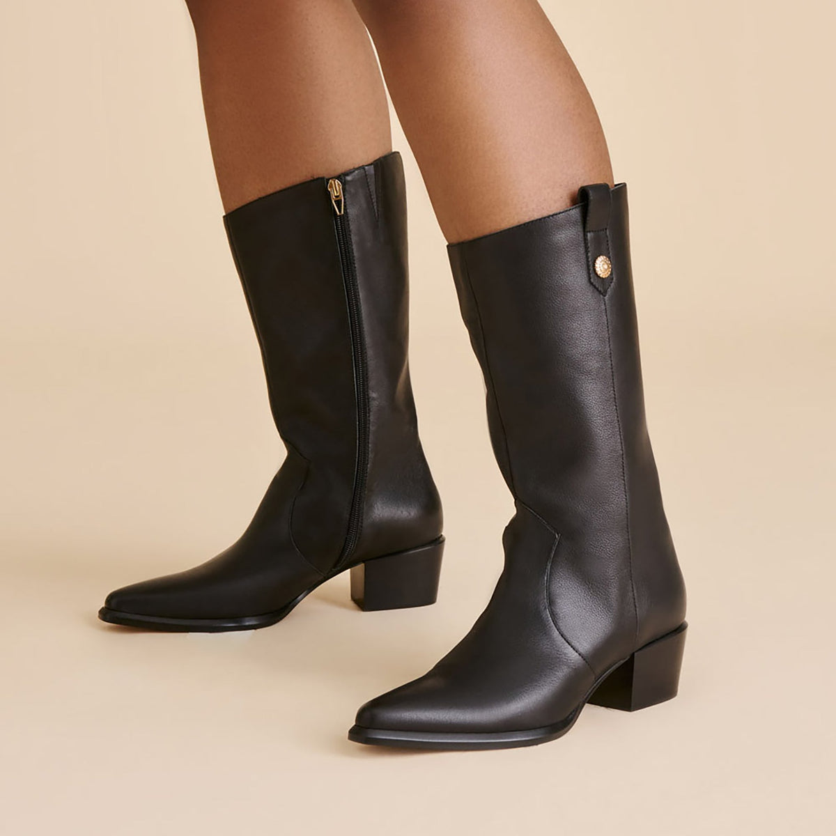 Vern Black Leather Wide Calf Boots | Dolce Vita Signature