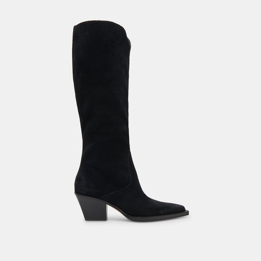 RAJ Wide Calf Boots Onyx Suede | Women's Onyx Suede Knee-High Boots
 – Dolce Vita | Dolce Vita Everyday