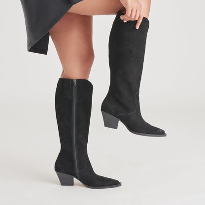 RAJ Wide Calf Boots Onyx Suede | Women's Onyx Suede Knee-High Boots
 – Dolce Vita | Dolce Vita Everyday