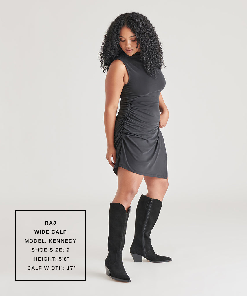 RAJ Wide Calf Boots Onyx Suede | Women's Onyx Suede Knee-High Boots
 – Dolce Vita | Dolce Vita Everyday