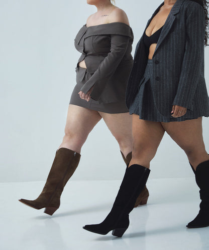 RAJ Wide Calf Boots Onyx Suede | Women's Onyx Suede Knee-High Boots
 – Dolce Vita | Dolce Vita Everyday