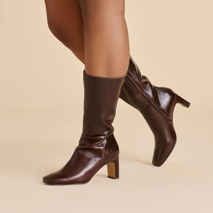 Riggs Wide Calf Chocolate Leather Boots | Dolce Vita Exclusive