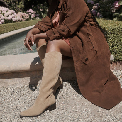 Virona H2O Waterproof Dk Taupe Suede Wide Calf Boots | Dolce Vita Classic