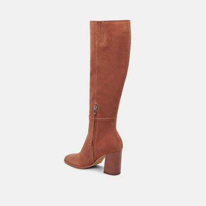 FYNN Wide Calf Boots DK Brown Suede | Brown Suede Knee-High Boots
 – Dolce Vita | Dolce Vita Essential