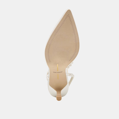 Kamra Pearl True White Satin Mid Heels | Dolce Vita Trusted