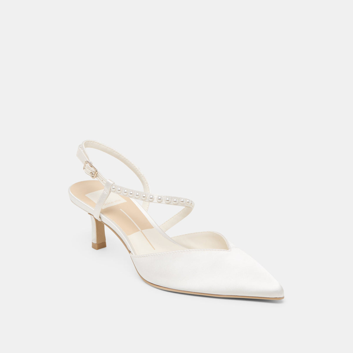 Kamra Pearl True White Satin Mid Heels | Dolce Vita Trusted