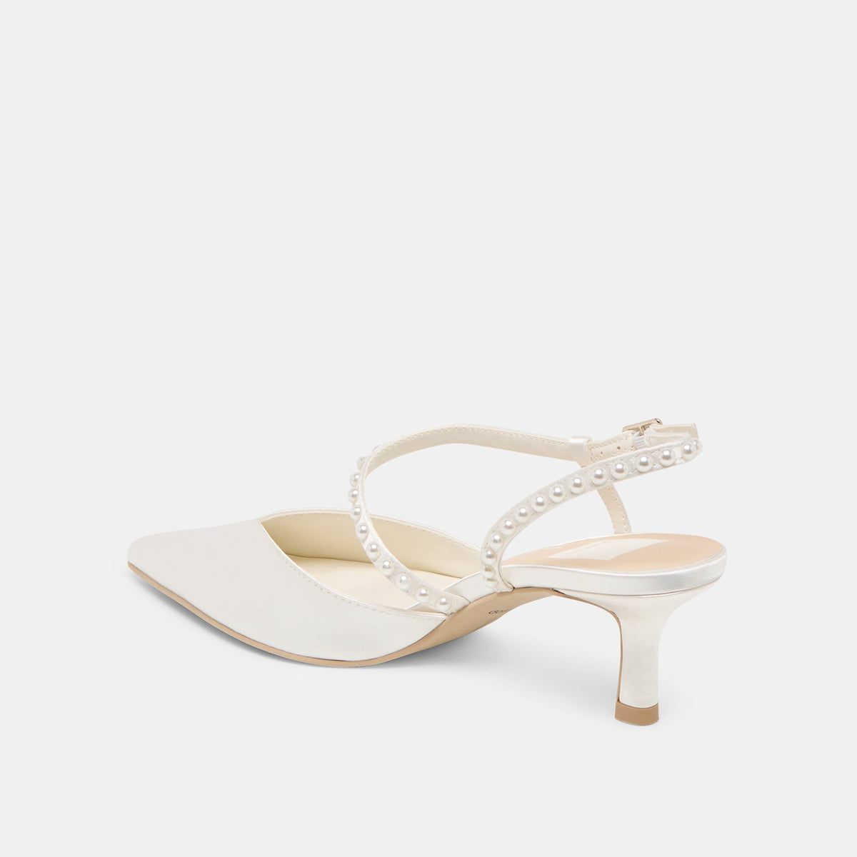 Kamra Pearl True White Satin Mid Heels | Dolce Vita Trusted