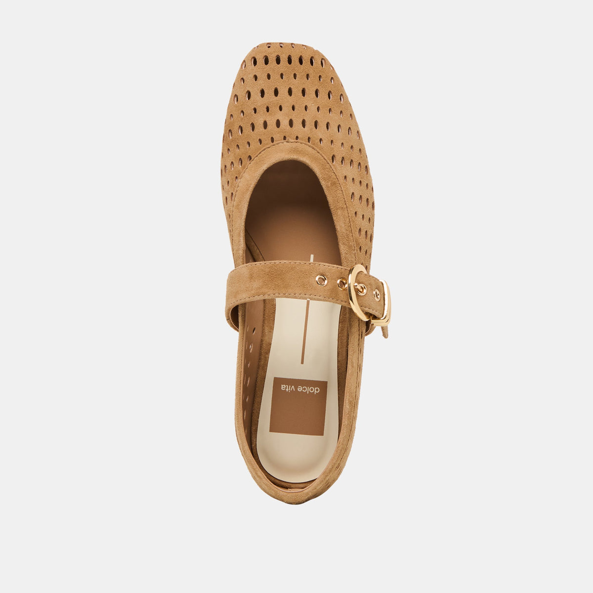 Mikel Lt Brown Perforated Suede Ballet Flats | Dolce Vita Featured