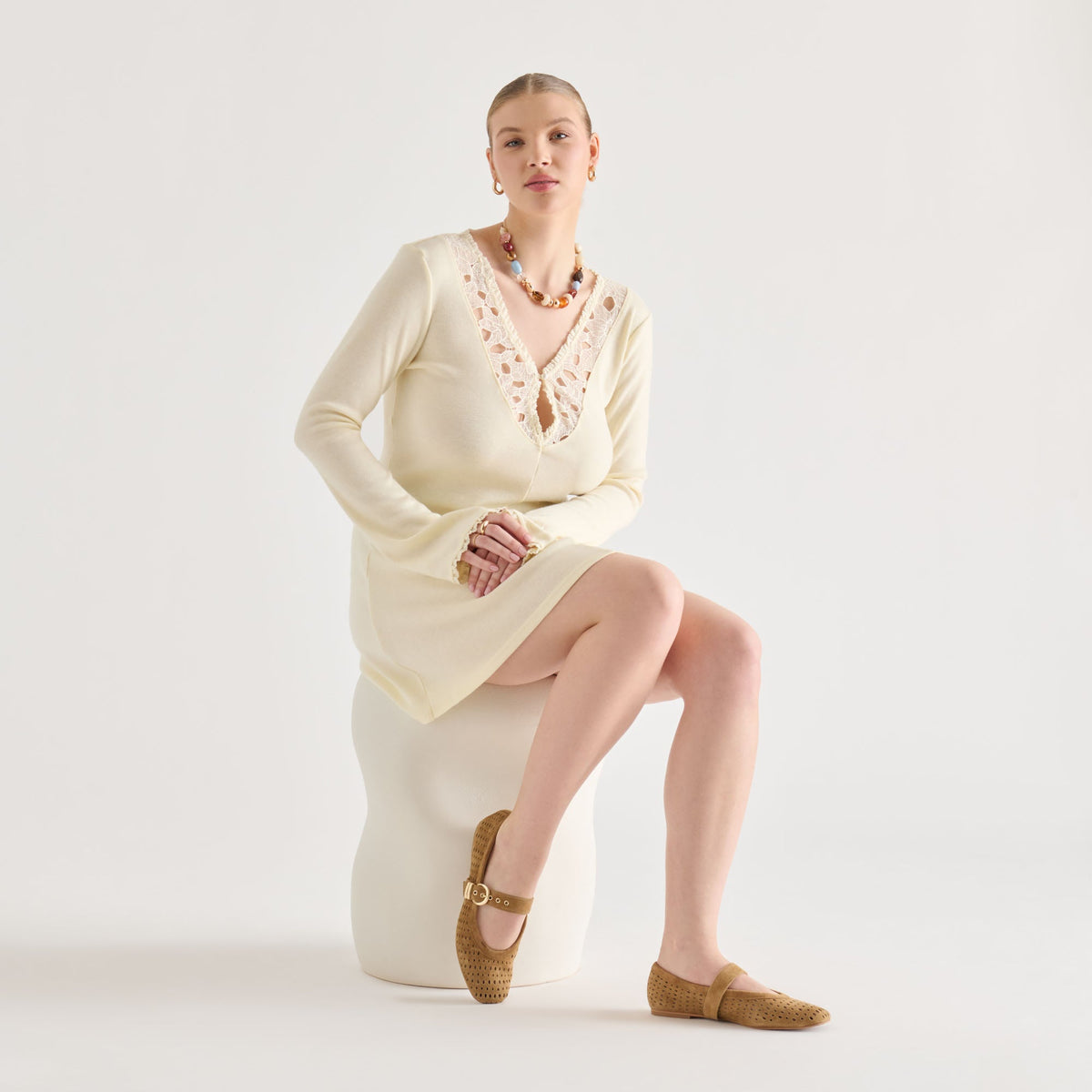 Mikel Lt Brown Perforated Suede Ballet Flats | Dolce Vita Featured