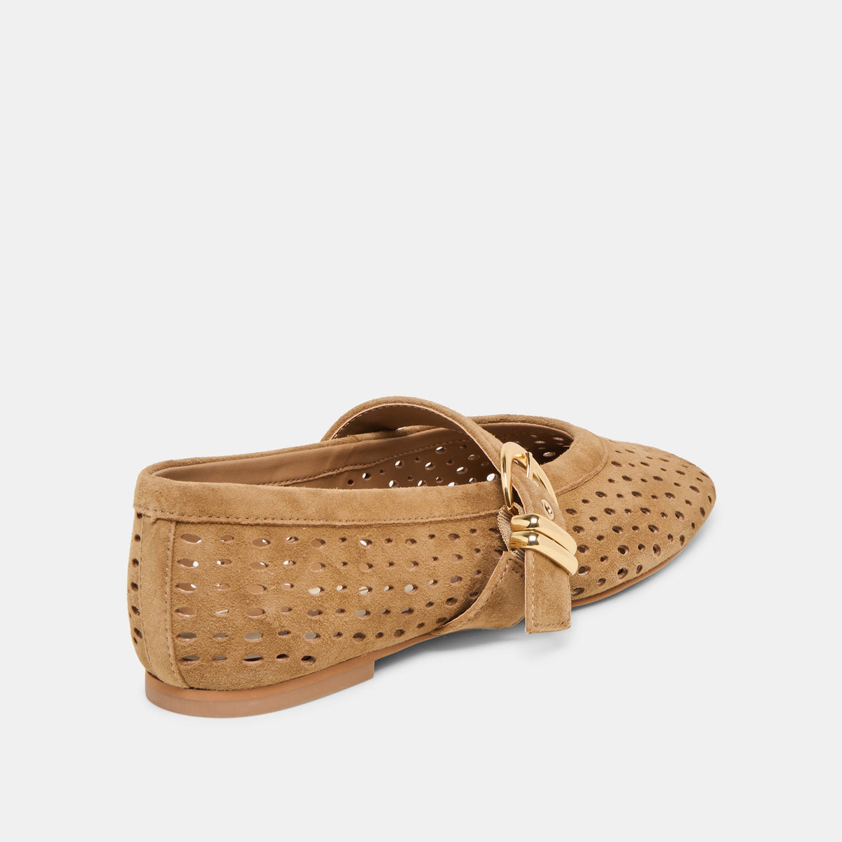 Mikel Lt Brown Perforated Suede Ballet Flats | Dolce Vita Featured
