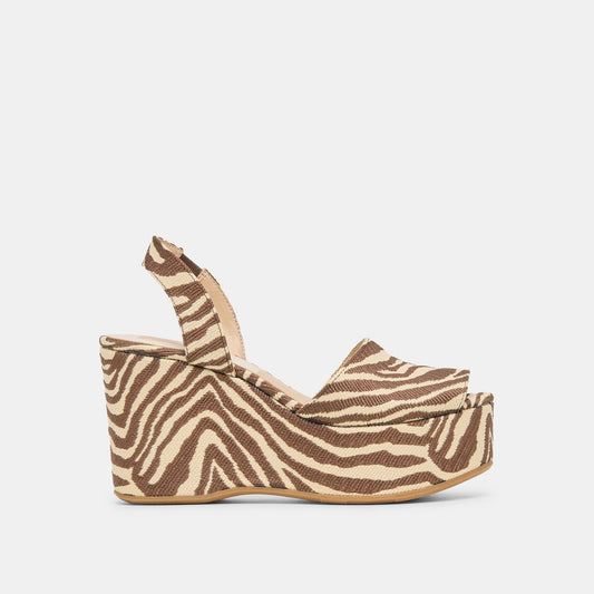 Akera Beige Zebra Raffia Wedges | Dolce Vita Best Price