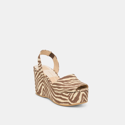 Akera Beige Zebra Raffia Wedges | Dolce Vita Best Price