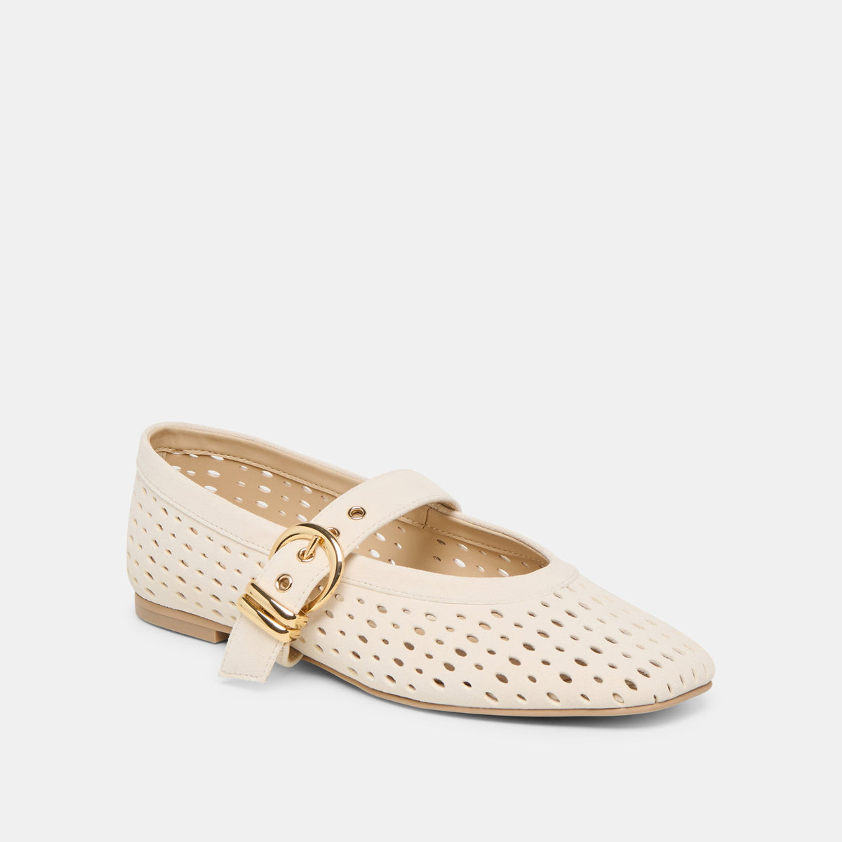 Mikel Creme Perforated Suede Ballet Flats | Dolce Vita Smart Buy