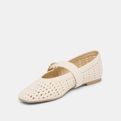Mikel Creme Perforated Suede Ballet Flats | Dolce Vita Smart Buy