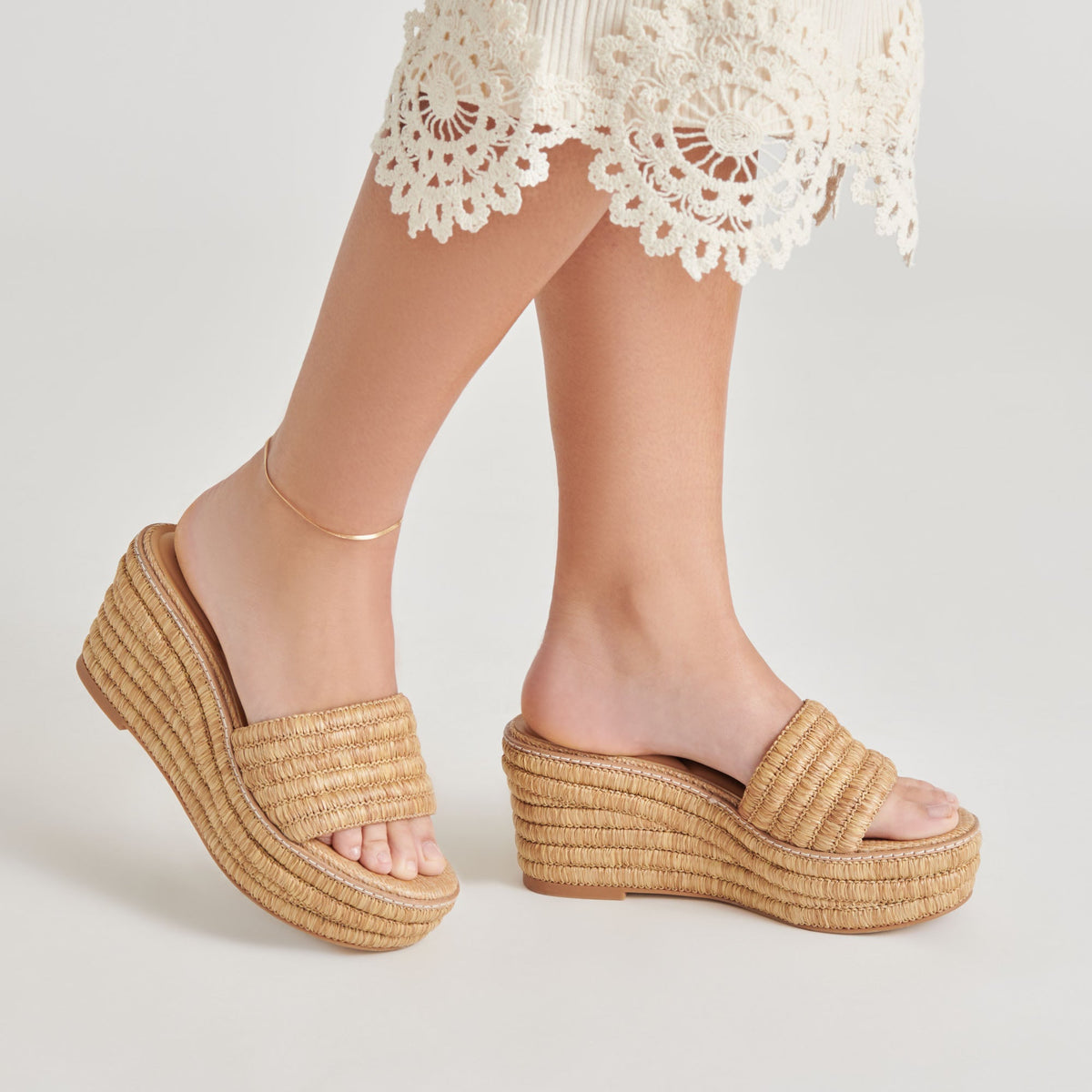 Throne Lt Natural Raffia Wedges | Dolce Vita New