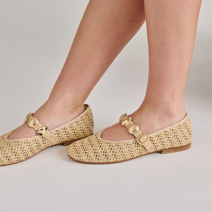Relan Natural Cross Hatch Raffia Ballet Flats | Dolce Vita New