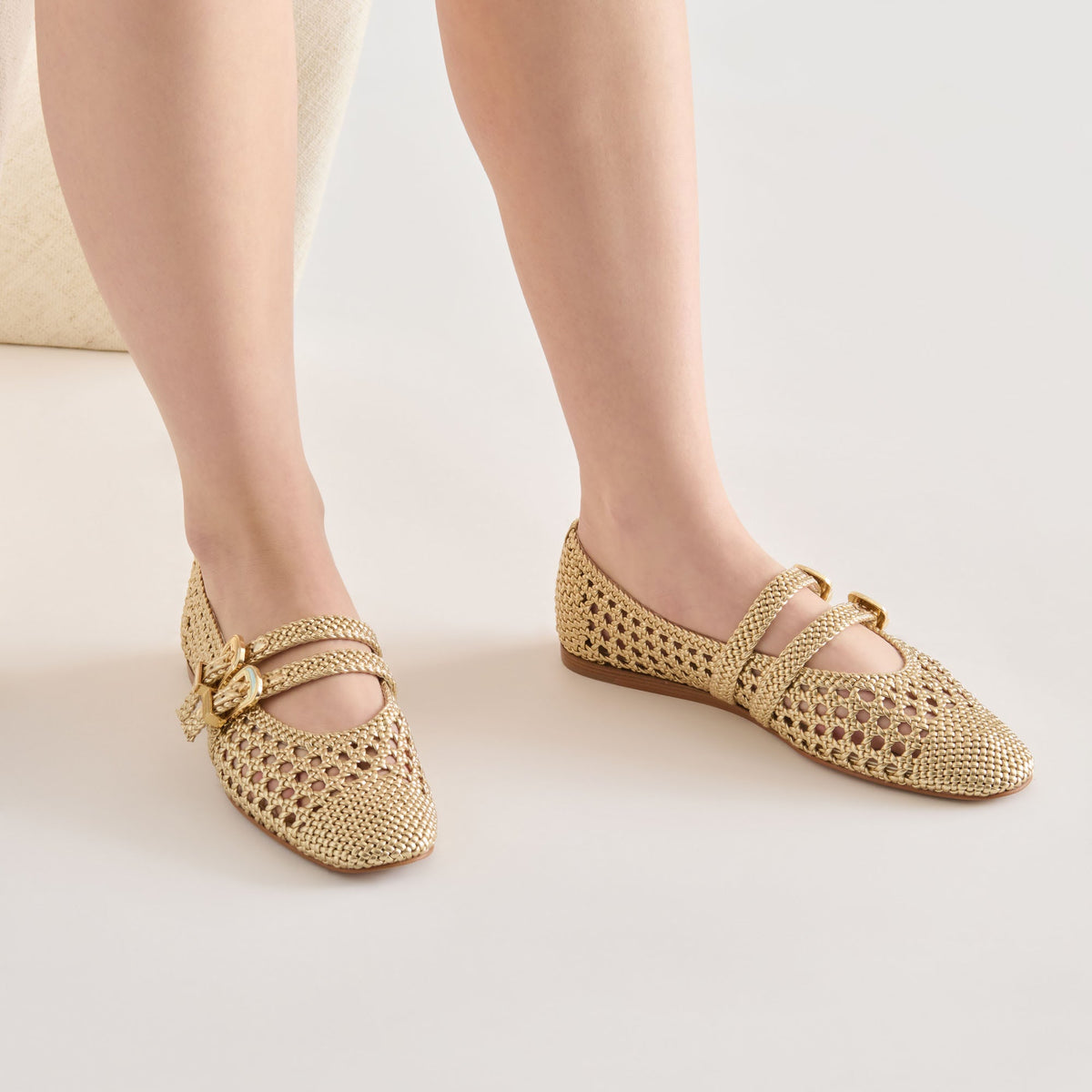 Baylee Gold Woven Stella Ballet Flats | Dolce Vita Sale
