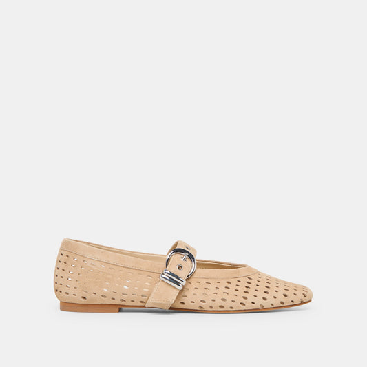 Mikel Camel Perforated Suede Ballet Flats | Dolce Vita Premium