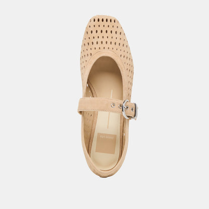 Mikel Camel Perforated Suede Ballet Flats | Dolce Vita Premium