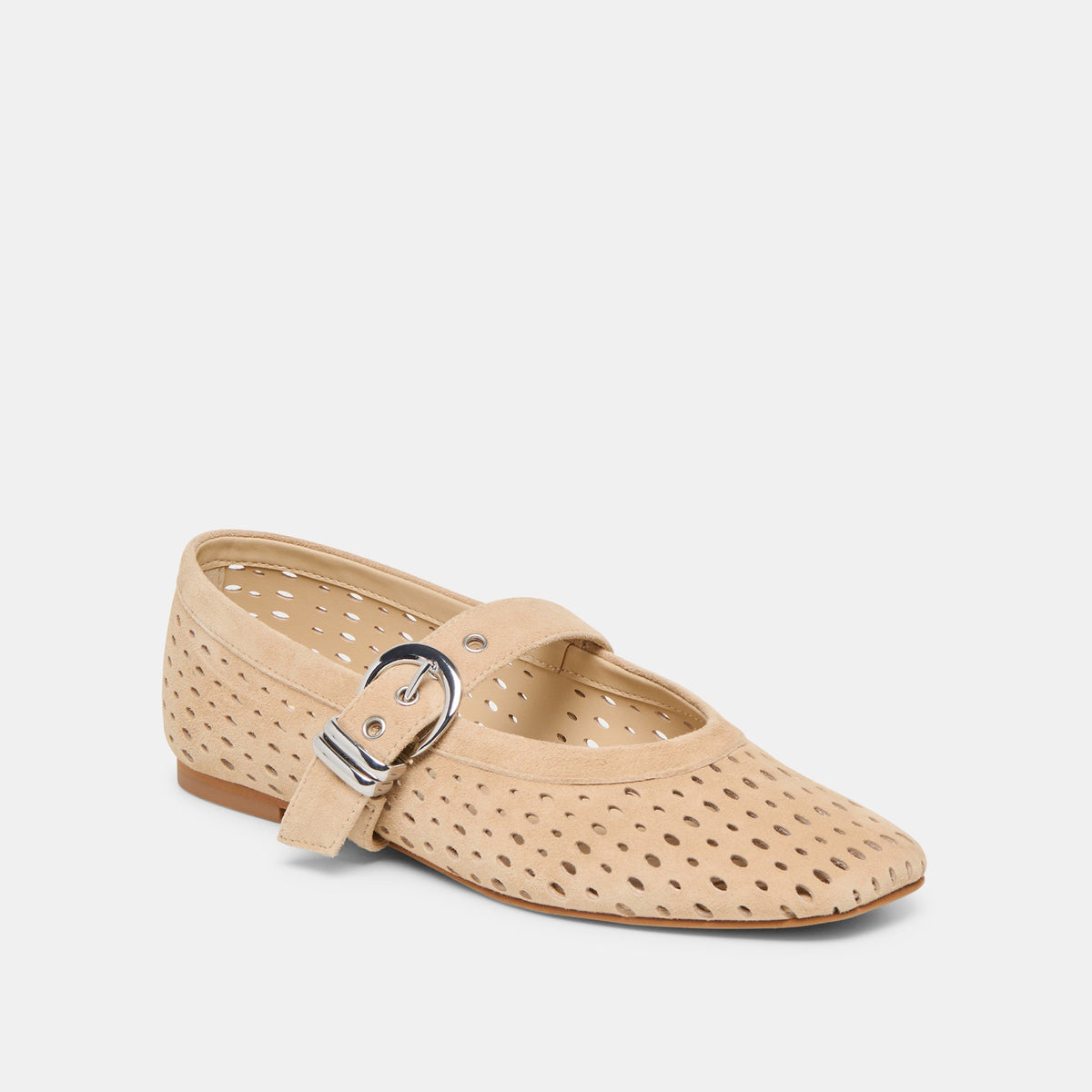 Mikel Camel Perforated Suede Ballet Flats | Dolce Vita Premium