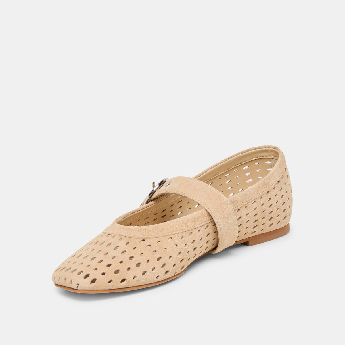 Mikel Camel Perforated Suede Ballet Flats | Dolce Vita Premium