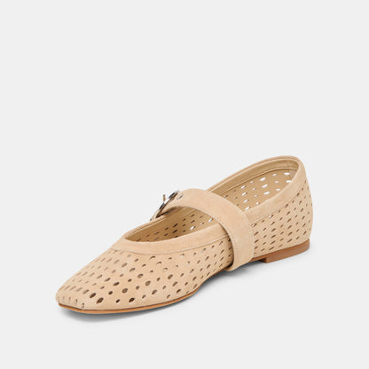Mikel Camel Perforated Suede Ballet Flats | Dolce Vita Premium
