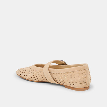 Mikel Camel Perforated Suede Ballet Flats | Dolce Vita Premium