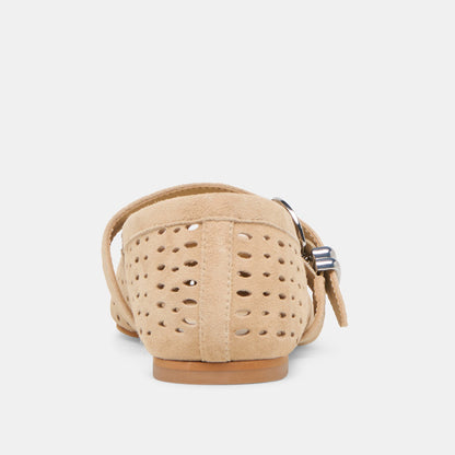 Mikel Camel Perforated Suede Ballet Flats | Dolce Vita Premium