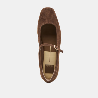 Reyes Dk Brown Suede Ballet Flats | Dolce Vita Quality
