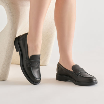 Tiggy Black Leather Loafers | Dolce Vita Essential