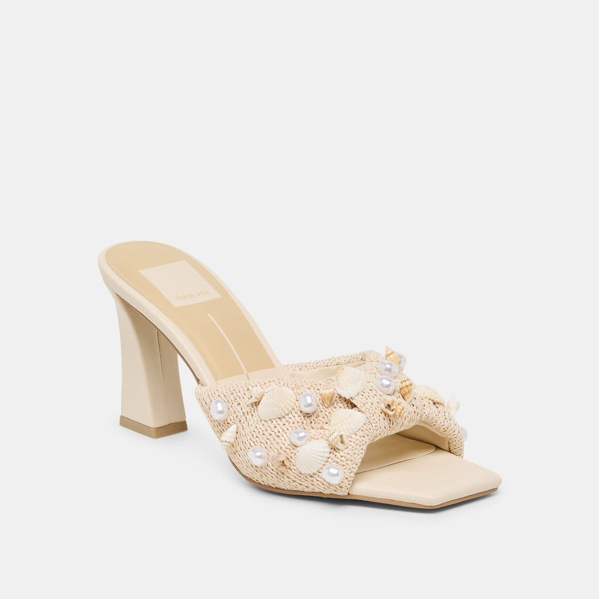 Tylah Oatmeal Beaded Raffia Heels | Dolce Vita Hot Sale