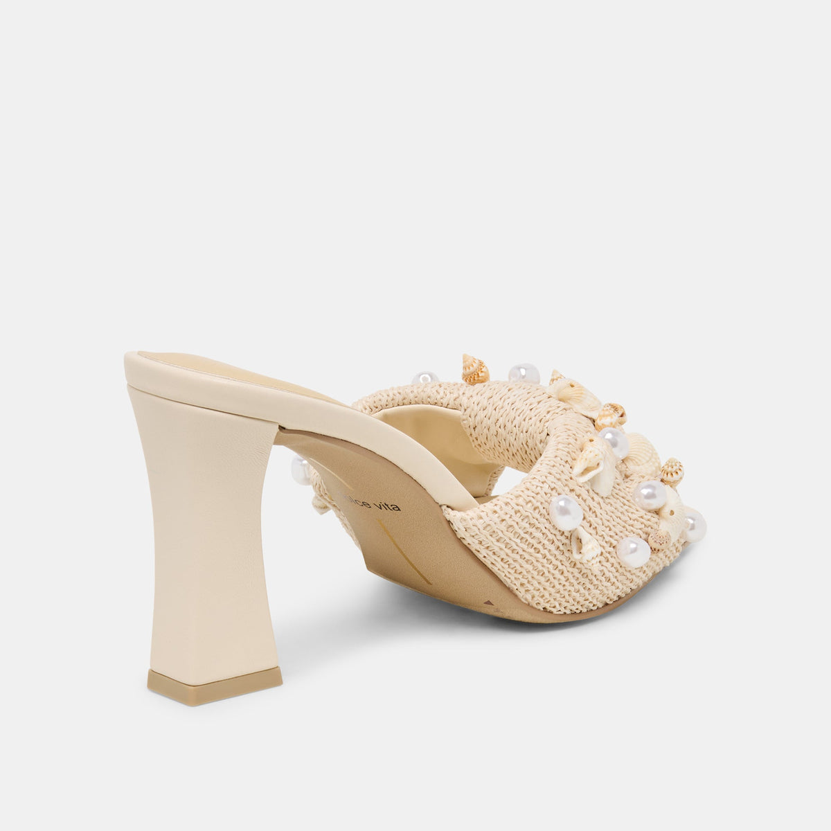 Tylah Oatmeal Beaded Raffia Heels | Dolce Vita Hot Sale