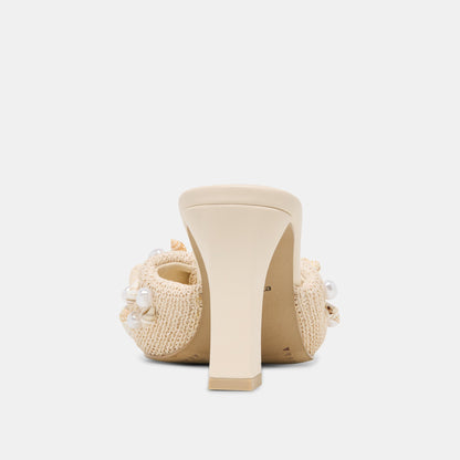 Tylah Oatmeal Beaded Raffia Heels | Dolce Vita Hot Sale