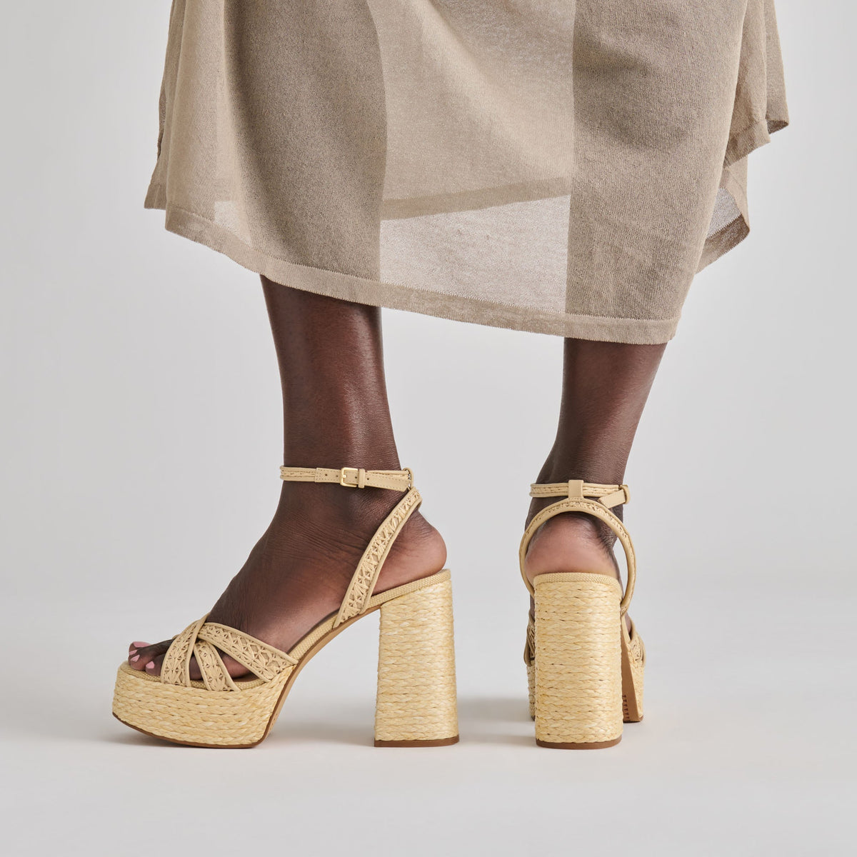 Danila Lt Natural Cross Hatch Raffia Heels | Dolce Vita New