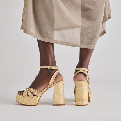 Danila Lt Natural Cross Hatch Raffia Heels | Dolce Vita New