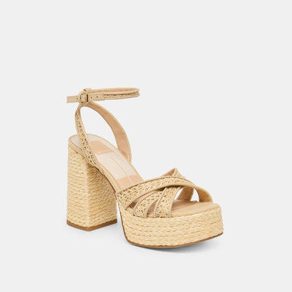 Danila Lt Natural Cross Hatch Raffia Heels | Dolce Vita New